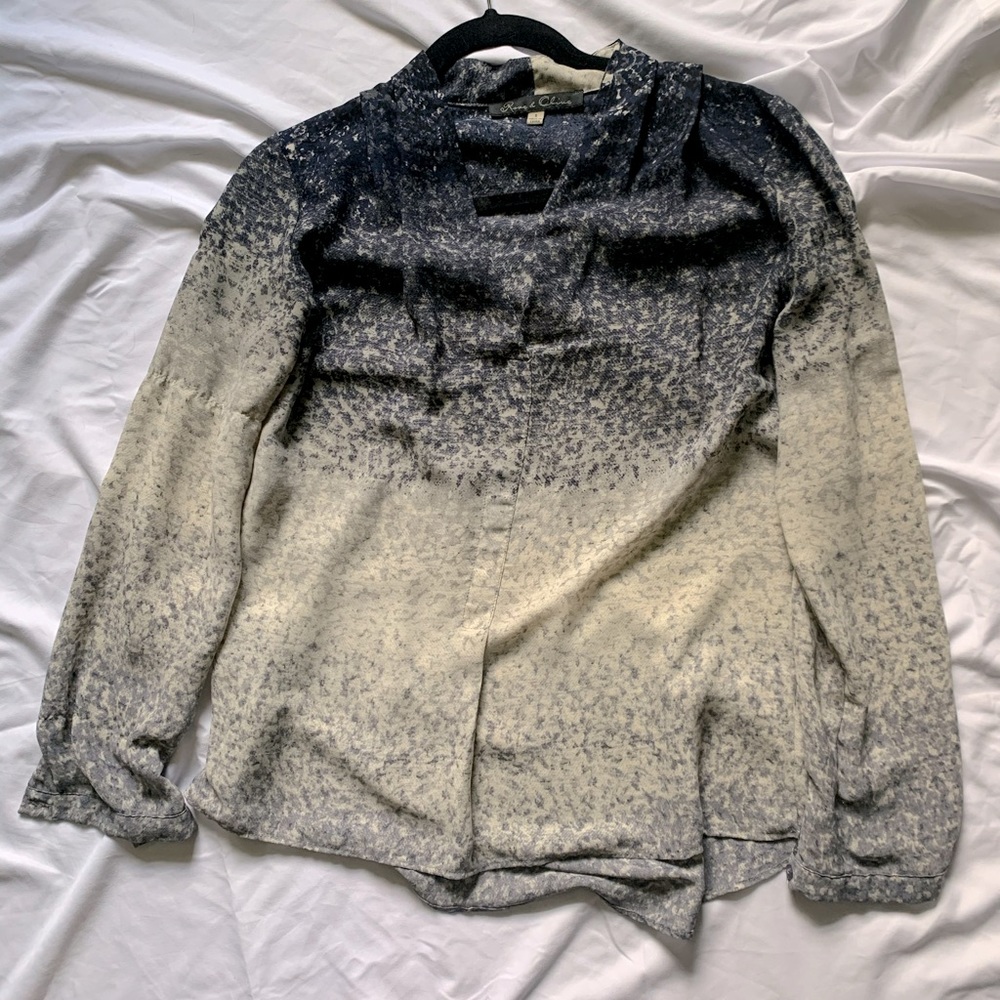 Rose & Olive Blue Gradient long Sleeve Blouse